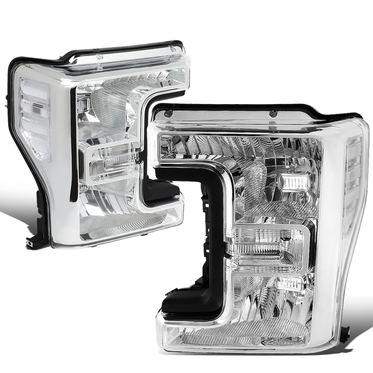 FAROS 17-19 FORD F-250, F-350, F-450, F-550 SUPER DUTY - FITS MODELS W/ HALOGEN HEADLIGHTS ONLY - H13 LOW BEAM / H13 HIGH BEAM - CHROME HOUSING / CLEAR CORNER