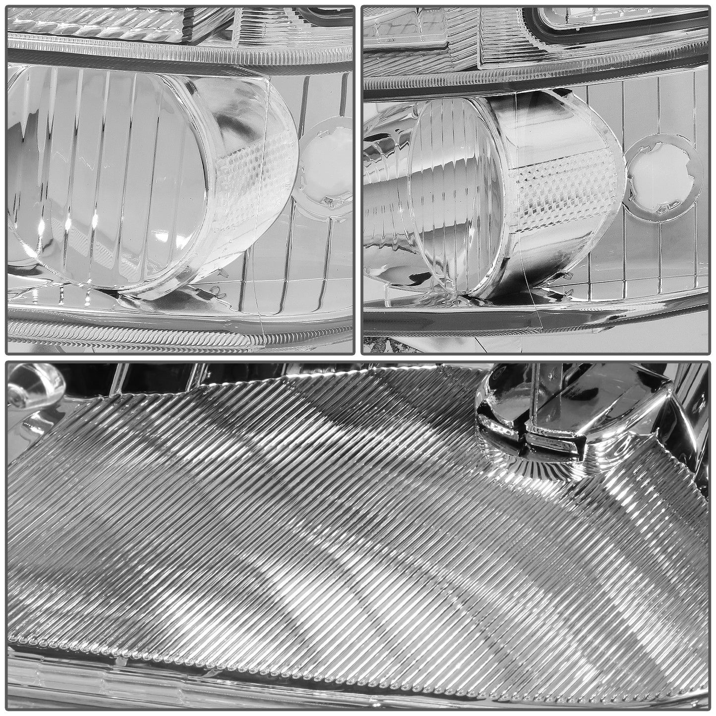 FAROS 99-04 FORD SUPER DUTY F-250, F-350, F-450, F-550 2/4-DR - 4PC - 9007 LOW BEAM / HIGH BEAM / 3157A TURN SIGNAL - CHROME HOUSING / CLEAR CORNER