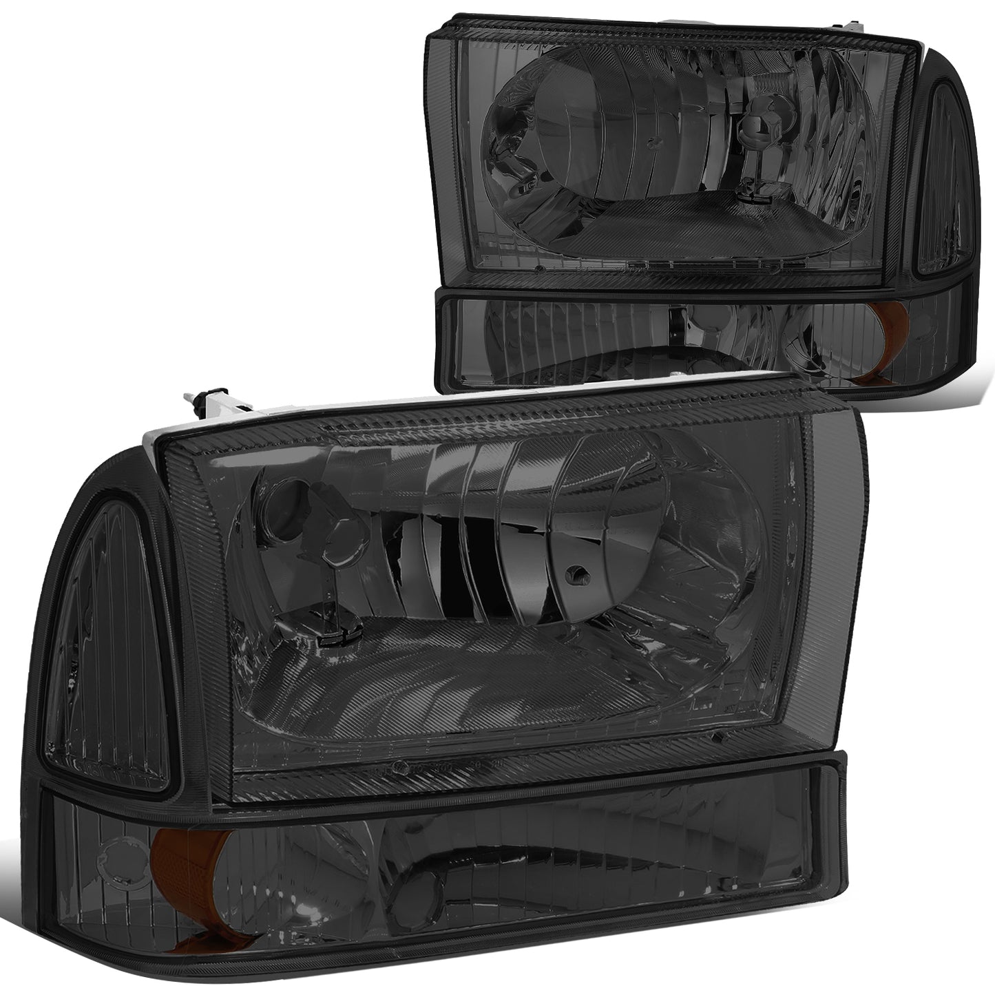 FAROS 99-04 FORD SUPER DUTY F-250, F-350, F-450, F-550 2/4-DR - 4PC - 9007 LOW BEAM / HIGH BEAM / 3157A TURN SIGNAL - SMOKE HOUSING / AMBER CORNER