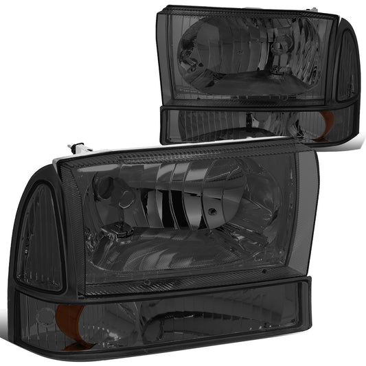 FAROS 99-04 FORD SUPER DUTY F-250, F-350, F-450, F-550 2/4-DR - 4PC - 9007 LOW BEAM / HIGH BEAM / 3157A TURN SIGNAL - SMOKE HOUSING / AMBER CORNER