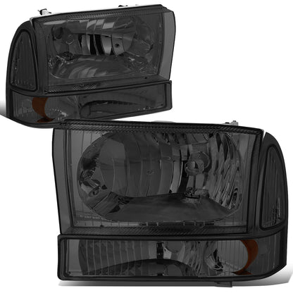 FAROS 99-04 FORD SUPER DUTY F-250, F-350, F-450, F-550 2/4-DR - 4PC - 9007 LOW BEAM / HIGH BEAM / 3157A TURN SIGNAL - SMOKE HOUSING / AMBER CORNER