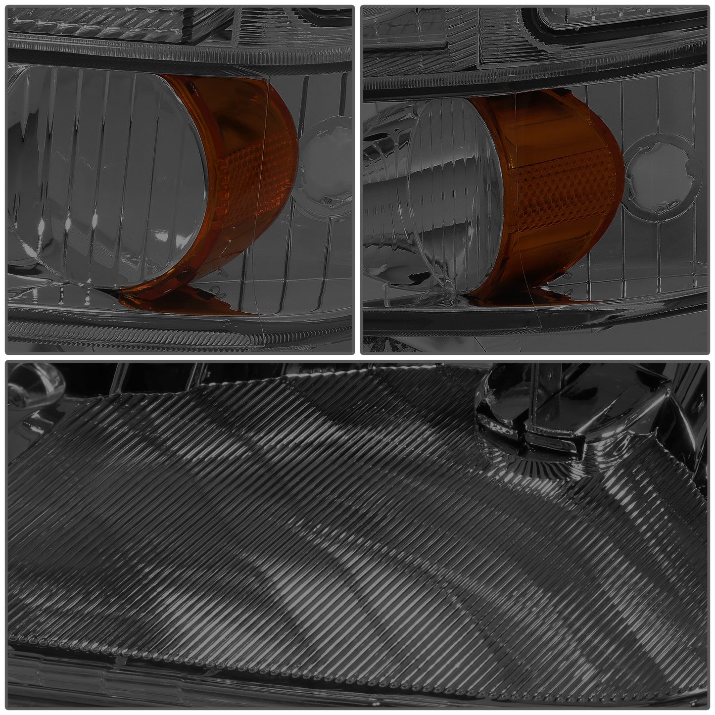 FAROS 99-04 FORD SUPER DUTY F-250, F-350, F-450, F-550 2/4-DR - 4PC - 9007 LOW BEAM / HIGH BEAM / 3157A TURN SIGNAL - SMOKE HOUSING / AMBER CORNER