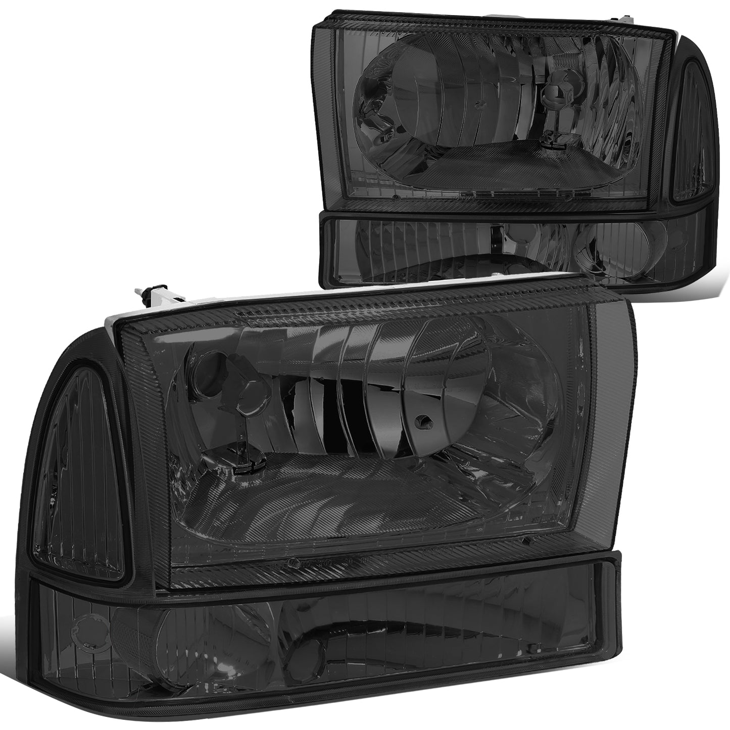 FAROS 99-04 FORD SUPER DUTY F-250, F-350, F-450, F-550 2/4-DR - 4PC - 9007 LOW BEAM / HIGH BEAM / 3157A TURN SIGNAL - SMOKE HOUSING / CLEAR CORNER