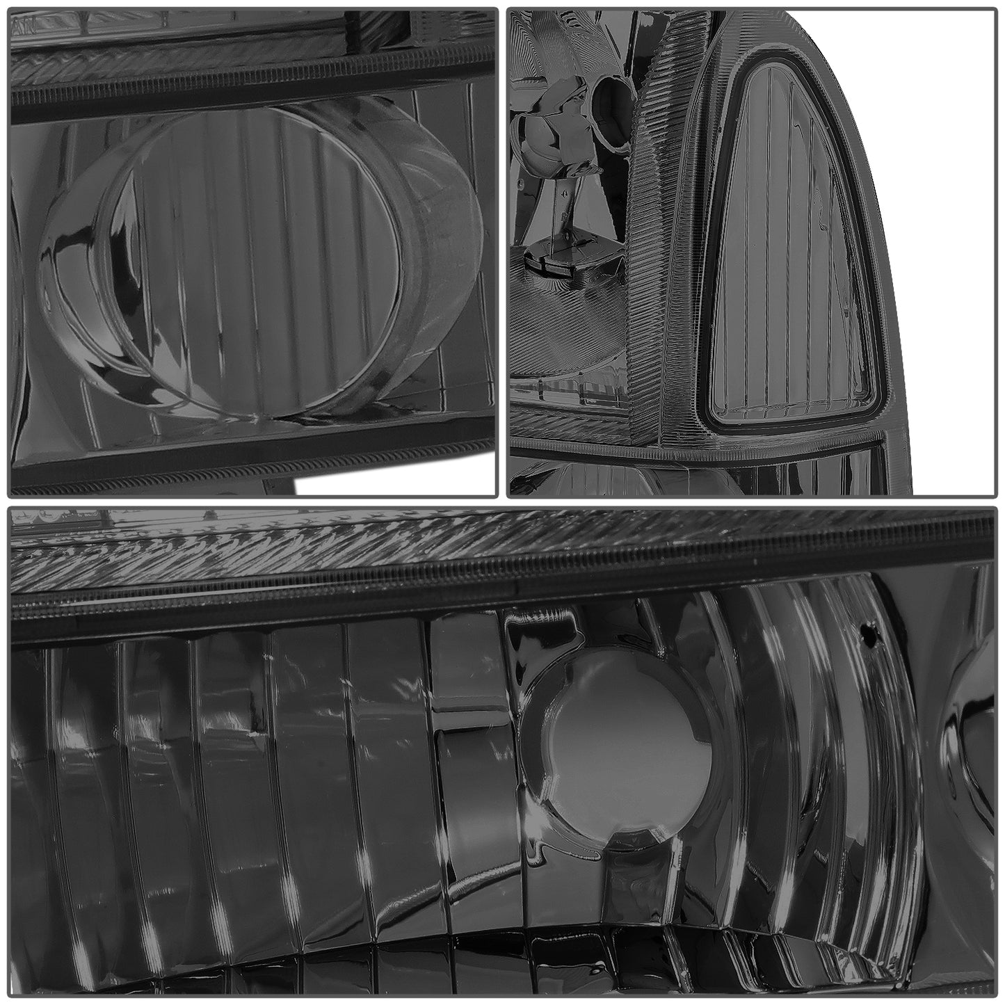 FAROS 99-04 FORD SUPER DUTY F-250, F-350, F-450, F-550 2/4-DR - 4PC - 9007 LOW BEAM / HIGH BEAM / 3157A TURN SIGNAL - SMOKE HOUSING / CLEAR CORNER