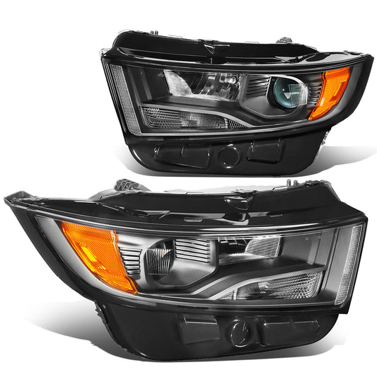 FAROS 15-18 FORD EDGE - FITS MODELS W/ HALOGEN HEADLIGHTS - PROJECTOR LOW BEAM - 9005 HIGH / H7 LOW BEAM - BLACK HOUSING / AMBER CORNER