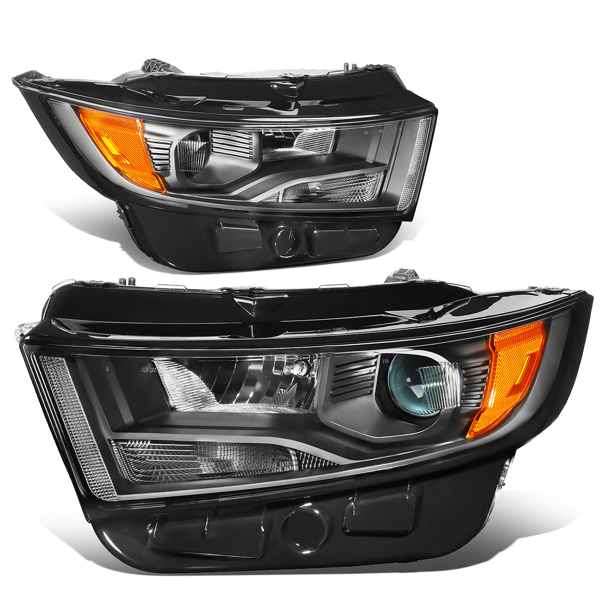 FAROS 15-18 FORD EDGE - FITS MODELS W/ HALOGEN HEADLIGHTS - PROJECTOR LOW BEAM - 9005 HIGH / H7 LOW BEAM - BLACK HOUSING / AMBER CORNER