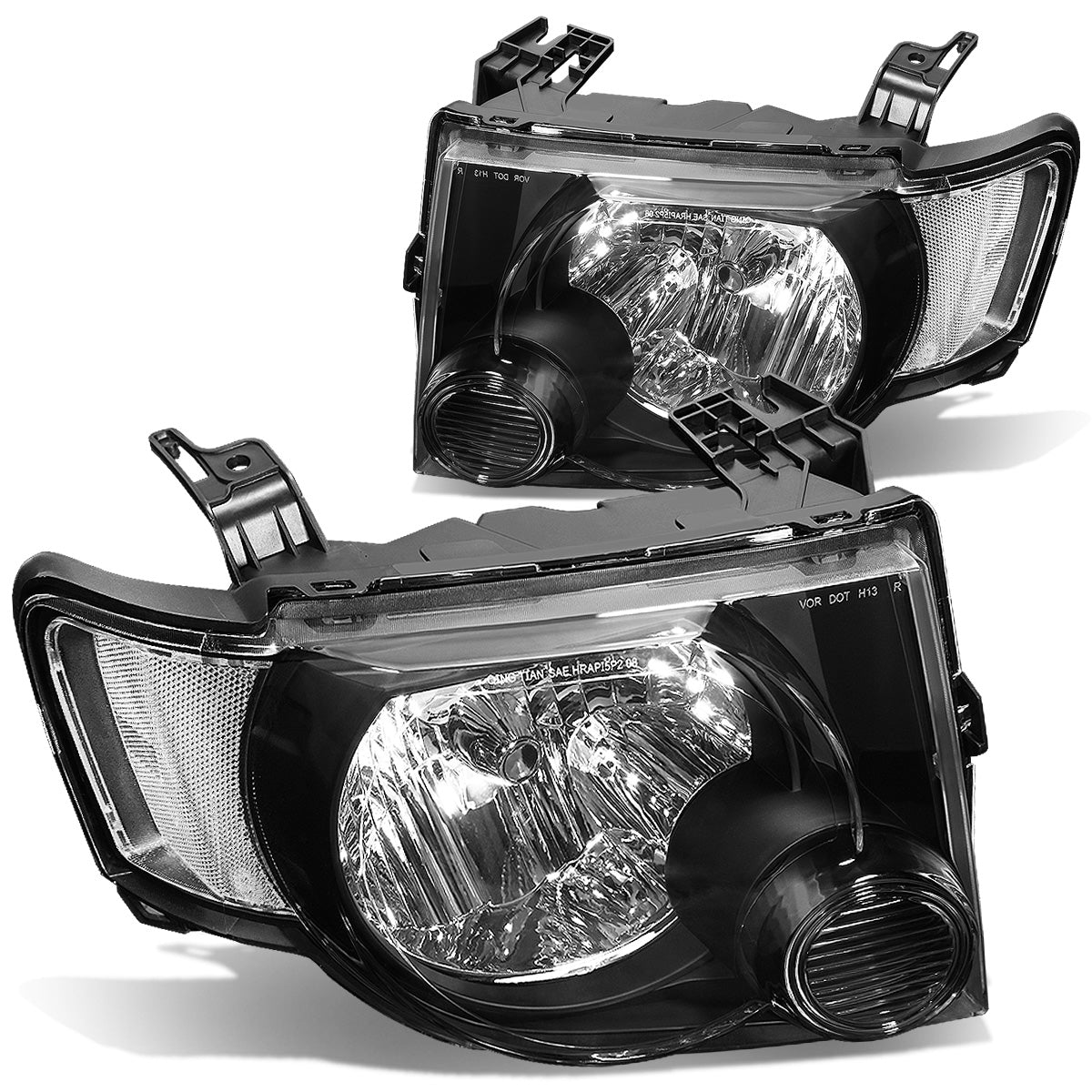 FAROS 08-12 FORD ESCAPE 4-DOOR - H13 LOW BEAM / HIGH BEAM - BLACK HOUSING / CLEAR CORNER