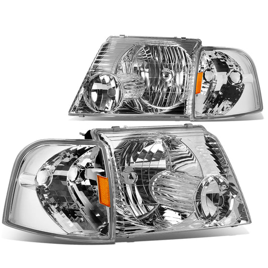 FAROS 02-05 FORD EXPLORER 4-DOOR - DOES NOT FIT SPORT OR SPORT TRAC MODELS - 4PC - 9007 LOW BEAM / HIGH BEAM - CHROME HOUSING / AMBER CORNER