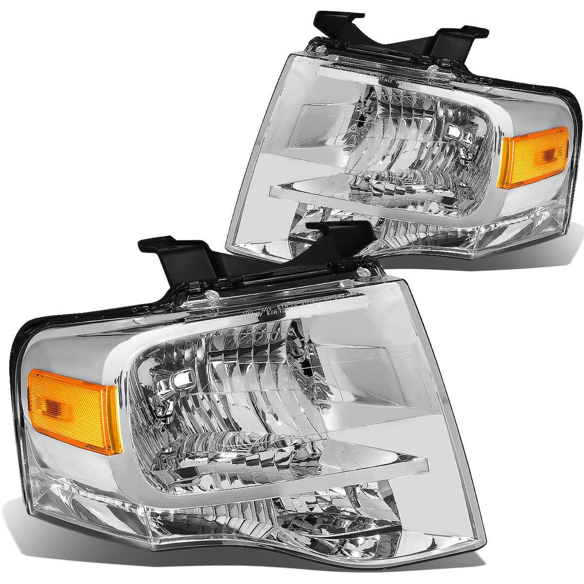 FAROS 07-14 FORD EXPEDITION 4-DOOR - H13 LOW BEAM / HIGH BEAM - CHROME HOUSING / AMBER CORNER
