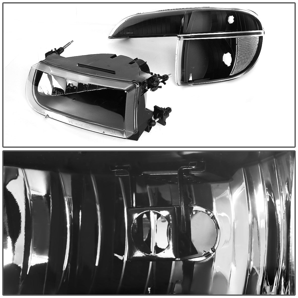 FAROS 95-01 FORD EXPLORER / 1997 MERCURY MOUNTAINEER 2/4-DOOR - 4PC - 9007 LOW BEAM / HIGH BEAM - BLACK HOUSING / CLEAR CORNER