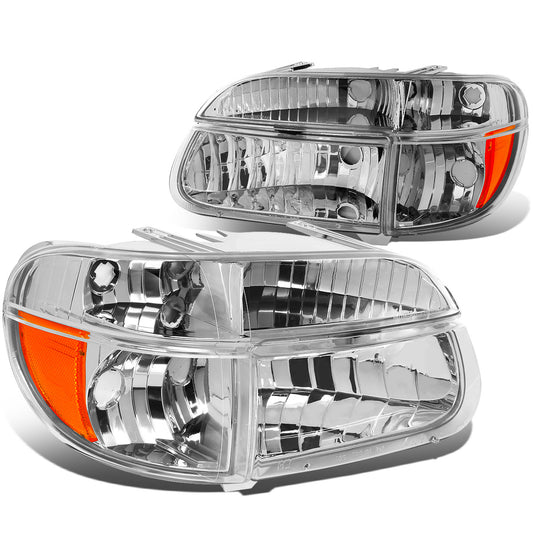 FAROS 95-01 FORD EXPLORER / 1997 MERCURY MOUNTAINEER 2/4-DOOR - 4PC - 9007 LOW BEAM / HIGH BEAM - CHROME HOUSING / AMBER CORNER