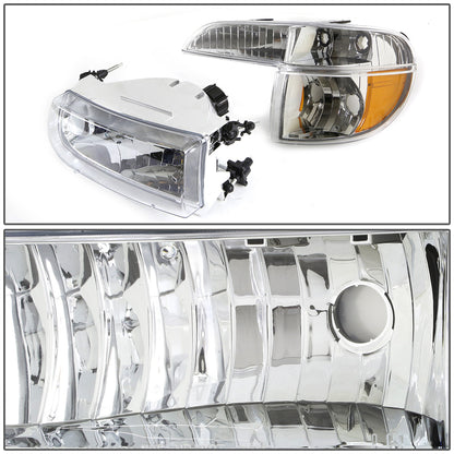 FAROS 95-01 FORD EXPLORER / 1997 MERCURY MOUNTAINEER 2/4-DOOR - 4PC - 9007 LOW BEAM / HIGH BEAM - CHROME HOUSING / AMBER CORNER