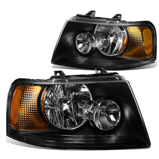 FAROS 03-06 FORD EXPEDITION 4-DOOR - 9006 LOW BEAM / 9005 HIGH BEAM - BLACK HOUSING / AMBER CORNER