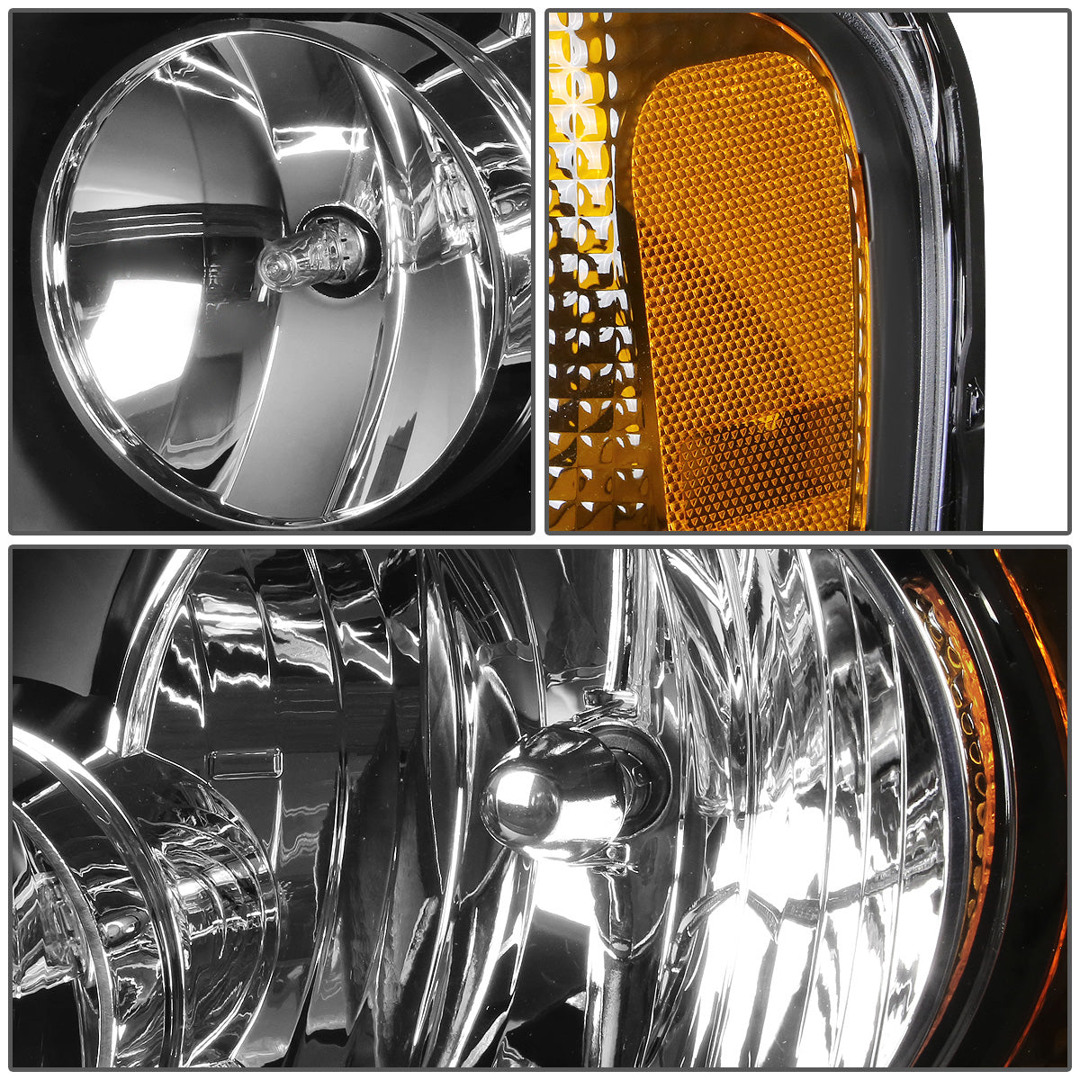 FAROS 03-06 FORD EXPEDITION 4-DOOR - 9006 LOW BEAM / 9005 HIGH BEAM - BLACK HOUSING / AMBER CORNER