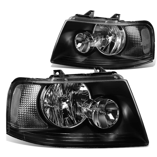 FAROS 03-06 FORD EXPEDITION 4-DOOR - 9006 LOW BEAM / 9005 HIGH BEAM - BLACK HOUSING / CLEAR CORNER