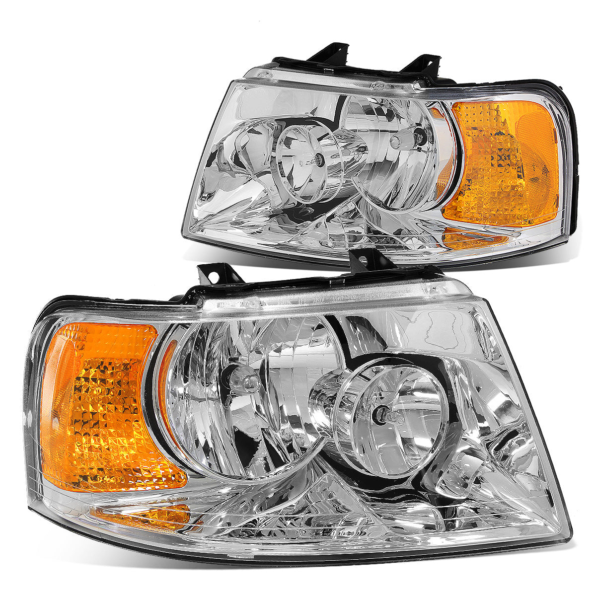 FAROS 03-06 FORD EXPEDITION 4-DOOR - 9006 LOW BEAM / 9005 HIGH BEAM - CHROME HOUSING / AMBER CORNER