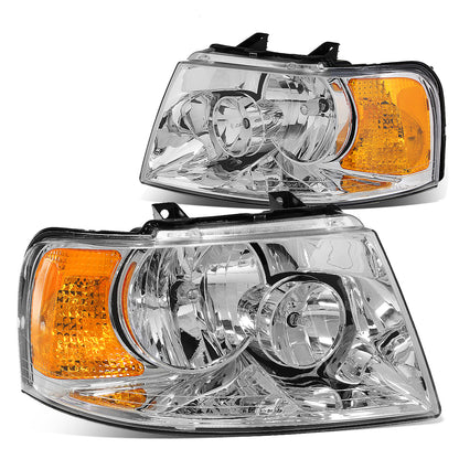 FAROS 03-06 FORD EXPEDITION 4-DOOR - 9006 LOW BEAM / 9005 HIGH BEAM - CHROME HOUSING / AMBER CORNER