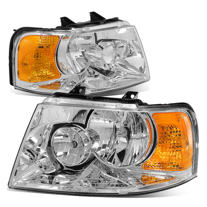 FAROS 03-06 FORD EXPEDITION 4-DOOR - 9006 LOW BEAM / 9005 HIGH BEAM - CHROME HOUSING / AMBER CORNER