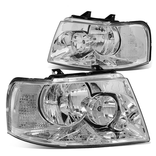 FAROS 03-06 FORD EXPEDITION 4-DOOR - 9006 LOW BEAM / 9005 HIGH BEAM - CHROME HOUSING / CLEAR CORNER