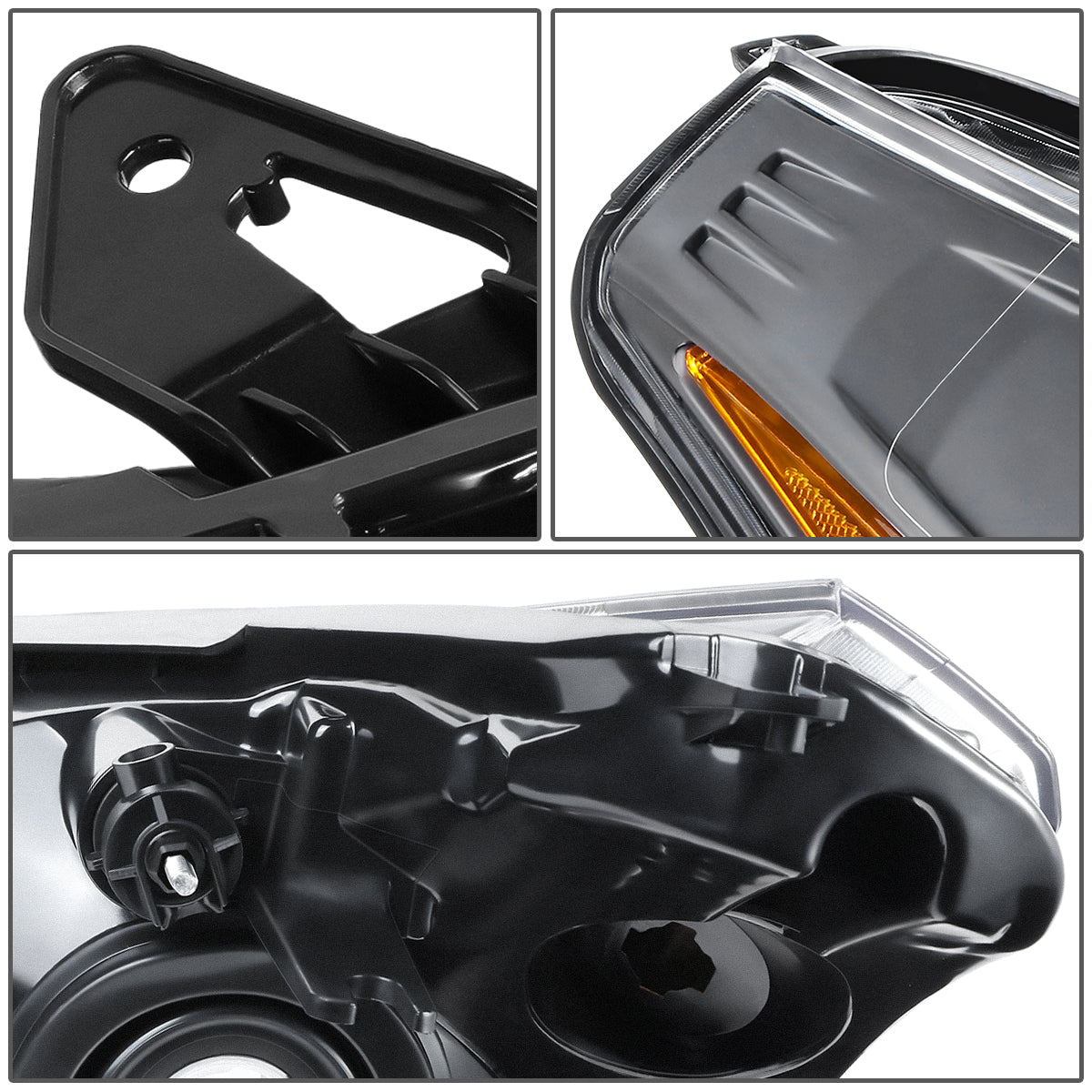 FAROS 08-11 FORD FOCUS - OE STYLE - H13 HIGH/LOW BEAM / 168 SIDE MARKER - FITS SEDAN / COUPE MODELS - BLACK HOUSING / AMBER CORNER