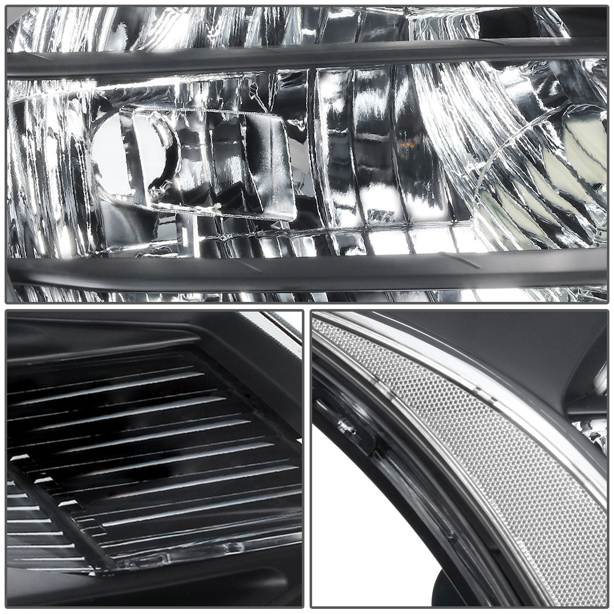 FAROS 08-11 FORD FOCUS - OE STYLE - H13 HIGH/LOW BEAM / 168 SIDE MARKER - FITS SEDAN / COUPE MODELS - BLACK HOUSING / CLEAR CORNER