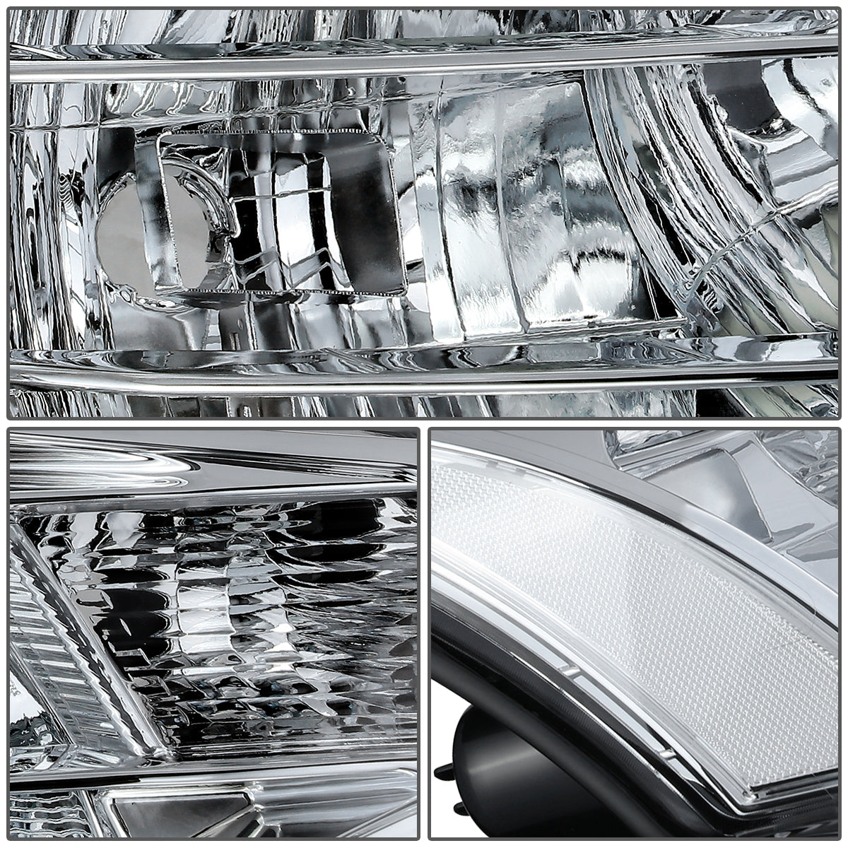 FAROS 08-11 FORD FOCUS - OE STYLE - H13 HIGH/LOW BEAM / 168 SIDE MARKER - FITS SEDAN / COUPE MODELS - CHROME HOUSING / CLEAR CORNER