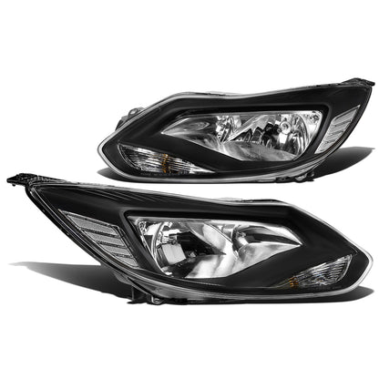 FAROS 12-14 FORD FOCUS 4-DOOR - FITS MODELS WITH HALOGEN HEADLIGHTS - H7 LOW BEAM / H1 HIGH BEAM - BLACK HOUSING / CLEAR CORNER