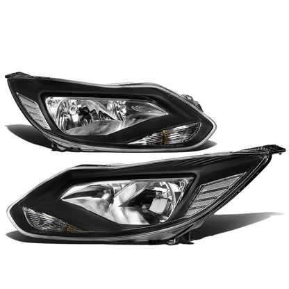 FAROS 12-14 FORD FOCUS 4-DOOR - FITS MODELS WITH HALOGEN HEADLIGHTS - H7 LOW BEAM / H1 HIGH BEAM - BLACK HOUSING / CLEAR CORNER