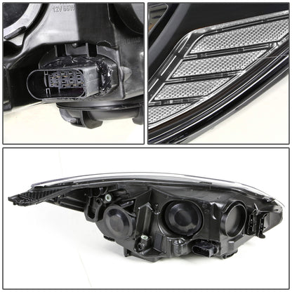 FAROS 12-14 FORD FOCUS 4-DOOR - FITS MODELS WITH HALOGEN HEADLIGHTS - H7 LOW BEAM / H1 HIGH BEAM - BLACK HOUSING / CLEAR CORNER