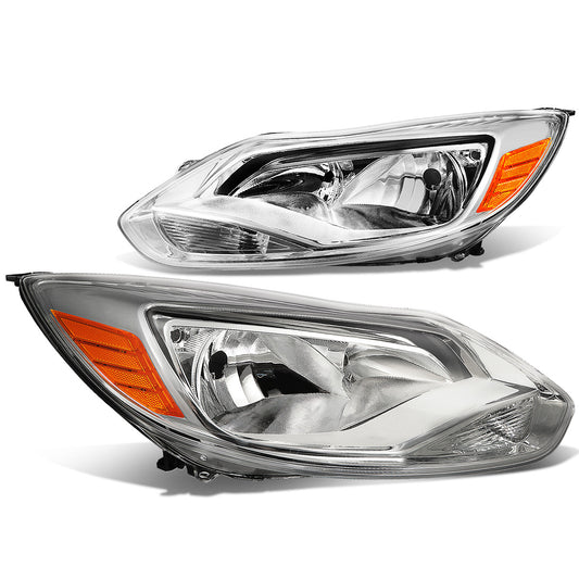 FAROS 12-14 FORD FOCUS 4-DOOR - FITS MODELS WITH HALOGEN HEADLIGHTS - H7 LOW BEAM / H1 HIGH BEAM - CHROME HOUSING / AMBER CORNER