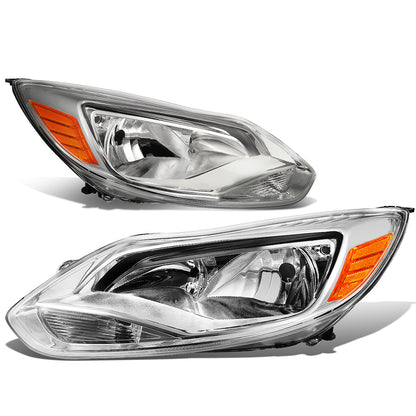 FAROS 12-14 FORD FOCUS 4-DOOR - FITS MODELS WITH HALOGEN HEADLIGHTS - H7 LOW BEAM / H1 HIGH BEAM - CHROME HOUSING / AMBER CORNER