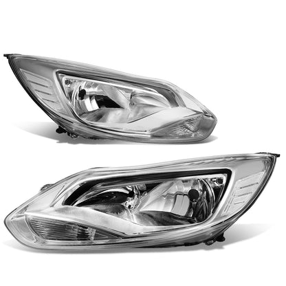 FAROS 12-14 FORD FOCUS 4-DOOR - FITS MODELS WITH HALOGEN HEADLIGHTS - H7 LOW BEAM / H1 HIGH BEAM - CHROME HOUSING / CLEAR CORNER