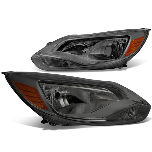 FAROS 12-14 FORD FOCUS 4-DOOR - FITS MODELS WITH HALOGEN HEADLIGHTS - H7 LOW BEAM / H1 HIGH BEAM - SMOKE HOUSING / AMBER CORNER
