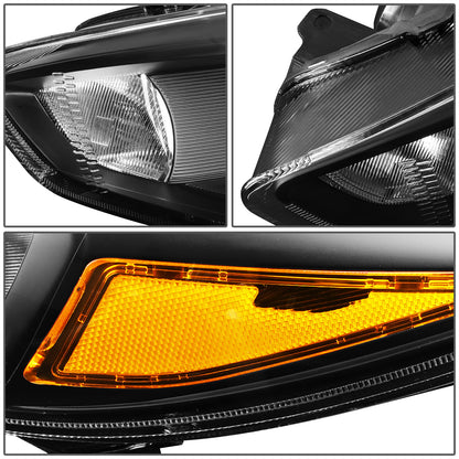 FAROS 15-17 FORD FOCUS 4-DOOR - FITS HALOGEN AND NON-ELECTRIC MODELS ONLY - H11 LOW BEAM / H1 HIGH BEAM - BLACK HOUSING / AMBER CORNER