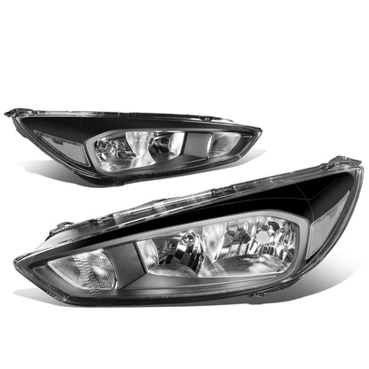 FAROS 15-17 FORD FOCUS 4-DOOR - FITS HALOGEN AND NON-ELECTRIC MODELS ONLY - H11 LOW BEAM / H1 HIGH BEAM - BLACK HOUSING / CLEAR CORNER