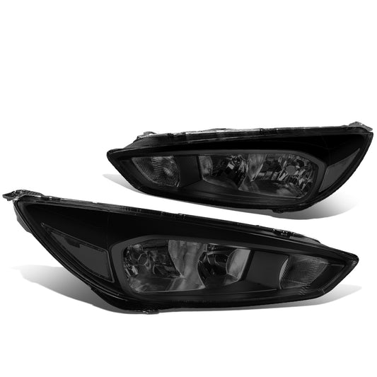 FAROS 15-17 FORD FOCUS 4-DOOR - FITS HALOGEN AND NON-ELECTRIC MODELS ONLY - H11 LOW BEAM / H1 HIGH BEAM - BLACK HOUSING / SMOKE LENS / CLEAR CORNER