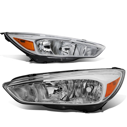 FAROS 15-17 FORD FOCUS 4-DOOR - FITS HALOGEN AND NON-ELECTRIC MODELS ONLY - H11 LOW BEAM / H1 HIGH BEAM - CHROME HOUSING / AMBER CORNER