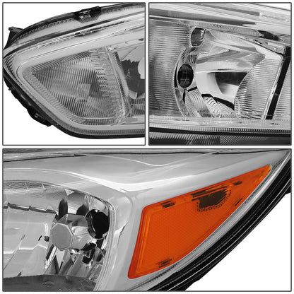 FAROS 15-17 FORD FOCUS 4-DOOR - FITS HALOGEN AND NON-ELECTRIC MODELS ONLY - H11 LOW BEAM / H1 HIGH BEAM - CHROME HOUSING / AMBER CORNER