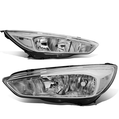 FAROS 15-17 FORD FOCUS 4-DOOR - FITS HALOGEN AND NON-ELECTRIC MODELS ONLY - H11 LOW BEAM / H1 HIGH BEAM - CHROME HOUSING / CLEAR CORNER