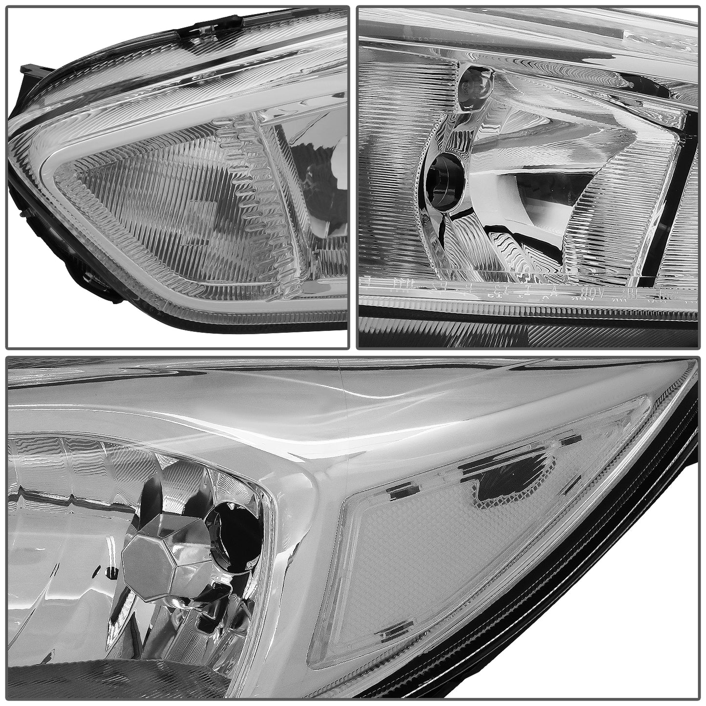 FAROS 15-17 FORD FOCUS 4-DOOR - FITS HALOGEN AND NON-ELECTRIC MODELS ONLY - H11 LOW BEAM / H1 HIGH BEAM - CHROME HOUSING / CLEAR CORNER