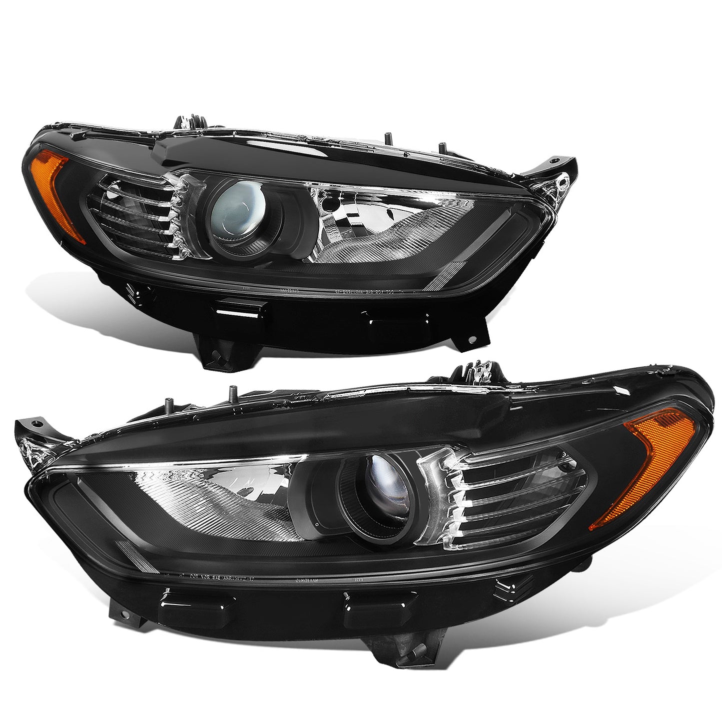 FAROS 13-16 FORD FUSION - PROJECTOR - OE STYLE - H11 LOW BEAM / H7 HIGH BEAM - BLACK HOUSING / AMBER CORNER