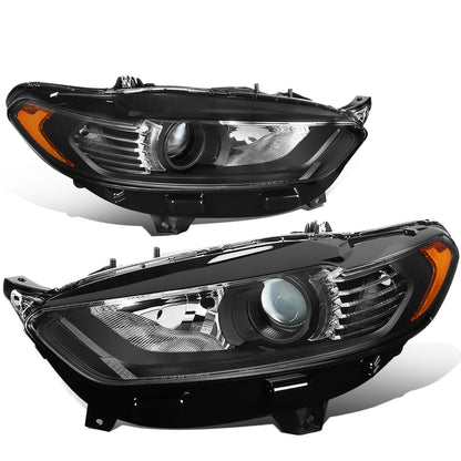 FAROS 13-16 FORD FUSION - PROJECTOR - OE STYLE - H11 LOW BEAM / H7 HIGH BEAM - BLACK HOUSING / AMBER CORNER