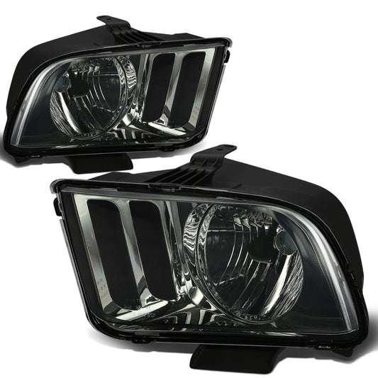 FAROS 05-09 FORD MUSTANG 2-DOOR - FITS MODELS W/ HALOGEN HEADLIGHTS ONLY, DOES NOT FIT SHELBY GT500 MODELS - SMOKE HOUSING / CLEAR CORNER - H13 LOW BEAM / HIGH BEAM