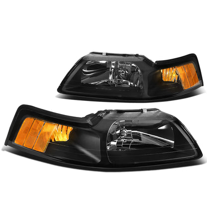 FAROS 99-04 FORD MUSTANG 2-DOOR - H13 LOW BEAM / HIGH BEAM - BLACK HOUSING / AMBER CORNER
