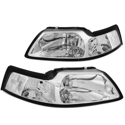 FAROS 99-04 FORD MUSTANG 2-DOOR - H13 LOW BEAM / HIGH BEAM - CHROME HOUSING / CLEAR CORNER