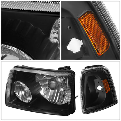 FAROS 01-11 FORD RANGER 2/4-DOOR - 4PC - 9007 LOW BEAM / HIGH BEAM - BLACK HOUSING / AMBER CORNER