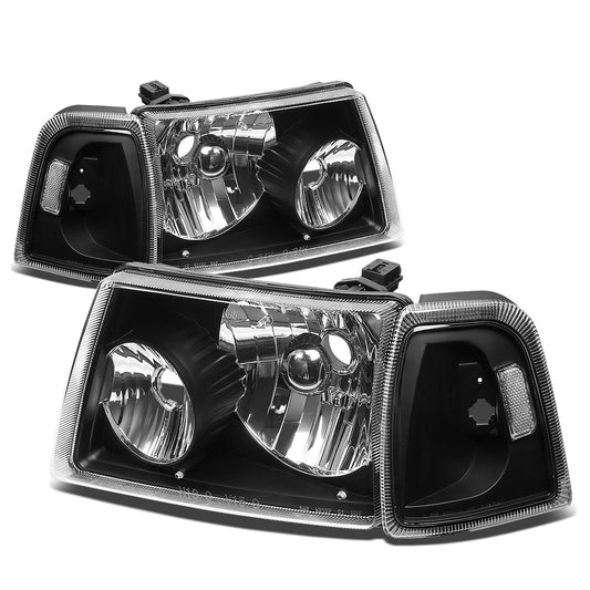 FAROS 01-11 FORD RANGER 2/4-DOOR - 4PC - 9007 LOW BEAM / HIGH BEAM - BLACK HOUSING / CLEAR CORNER