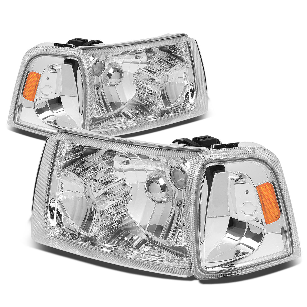 FAROS 01-11 FORD RANGER 2/4-DOOR - 4PC - 9007 LOW BEAM / HIGH BEAM - CHROME HOUSING / AMBER CORNER