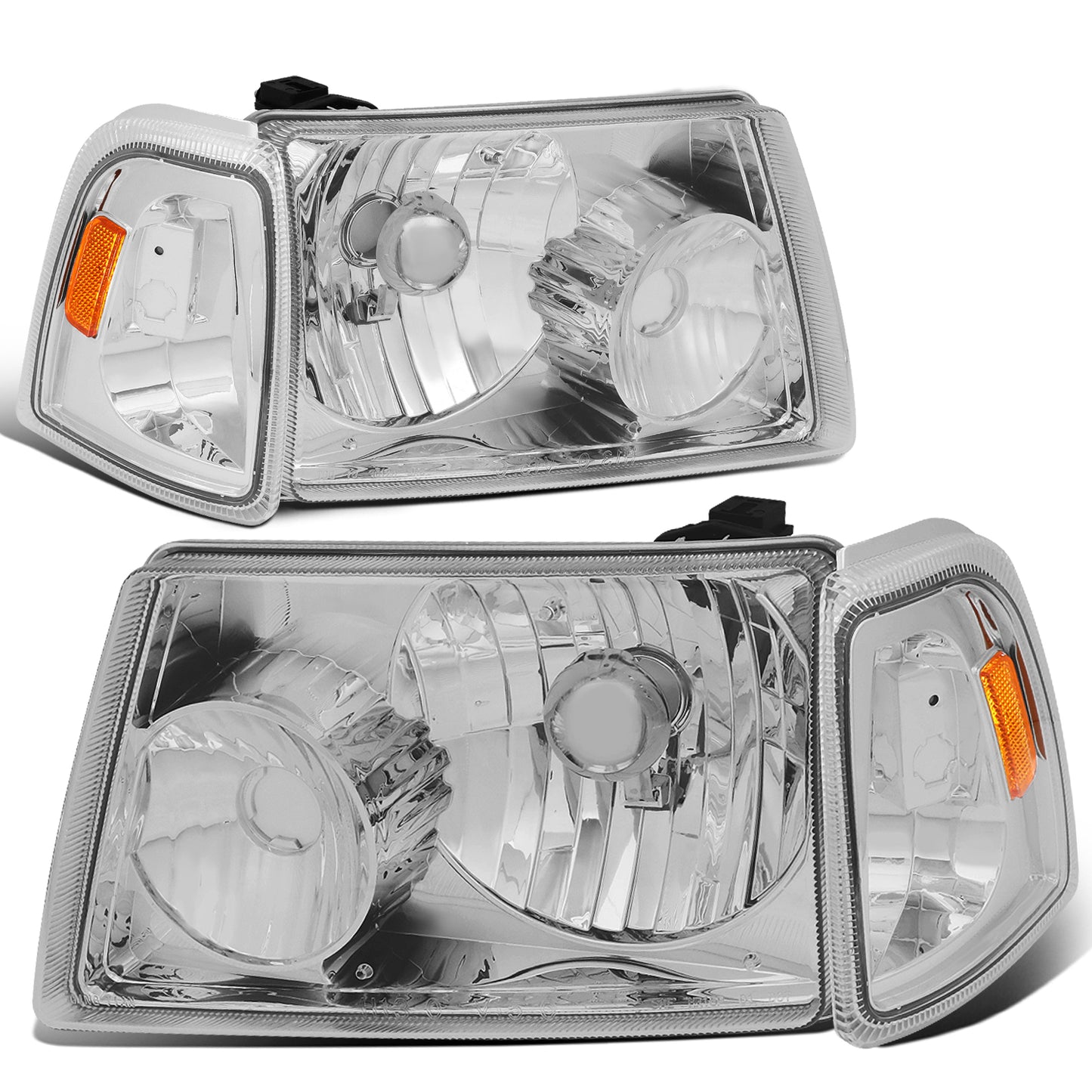 FAROS 01-11 FORD RANGER 2/4-DOOR - 4PC - 9007 LOW BEAM / HIGH BEAM - CHROME HOUSING / AMBER CORNER