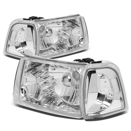 FAROS 01-11 FORD RANGER 2/4-DOOR - 4PC - 9007 LOW BEAM / HIGH BEAM- CHROME HOUSING / CLEAR CORNER